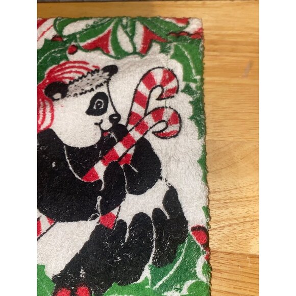 Vintage B & D Christmas Panda Bear Candy Cane Kitchen Towel - Picture 2 of 6